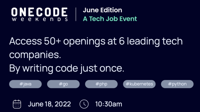 One Code Weekends - A Tech Job Event - PUNE Edition