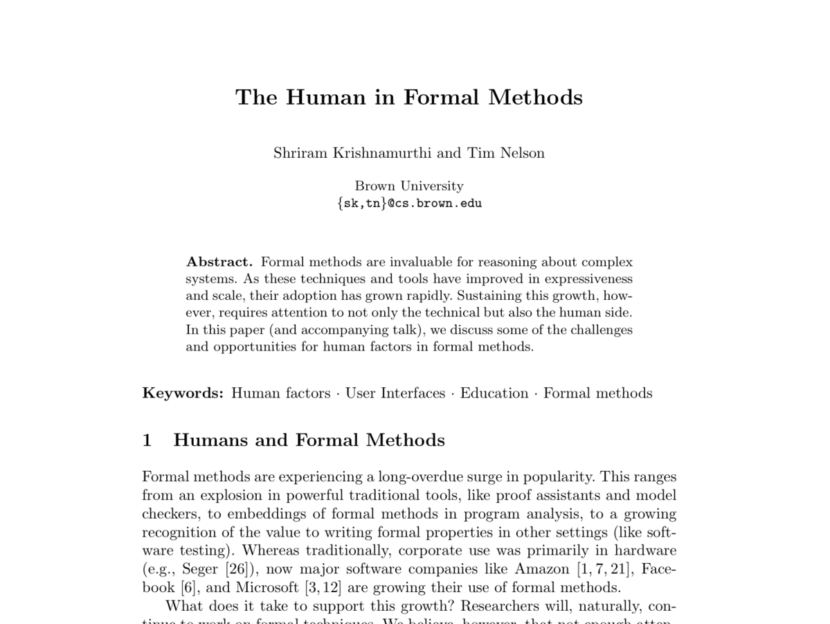 PWL Feb 2024: The Human Factors of Formal Methods with Shriram Krishnamurthi