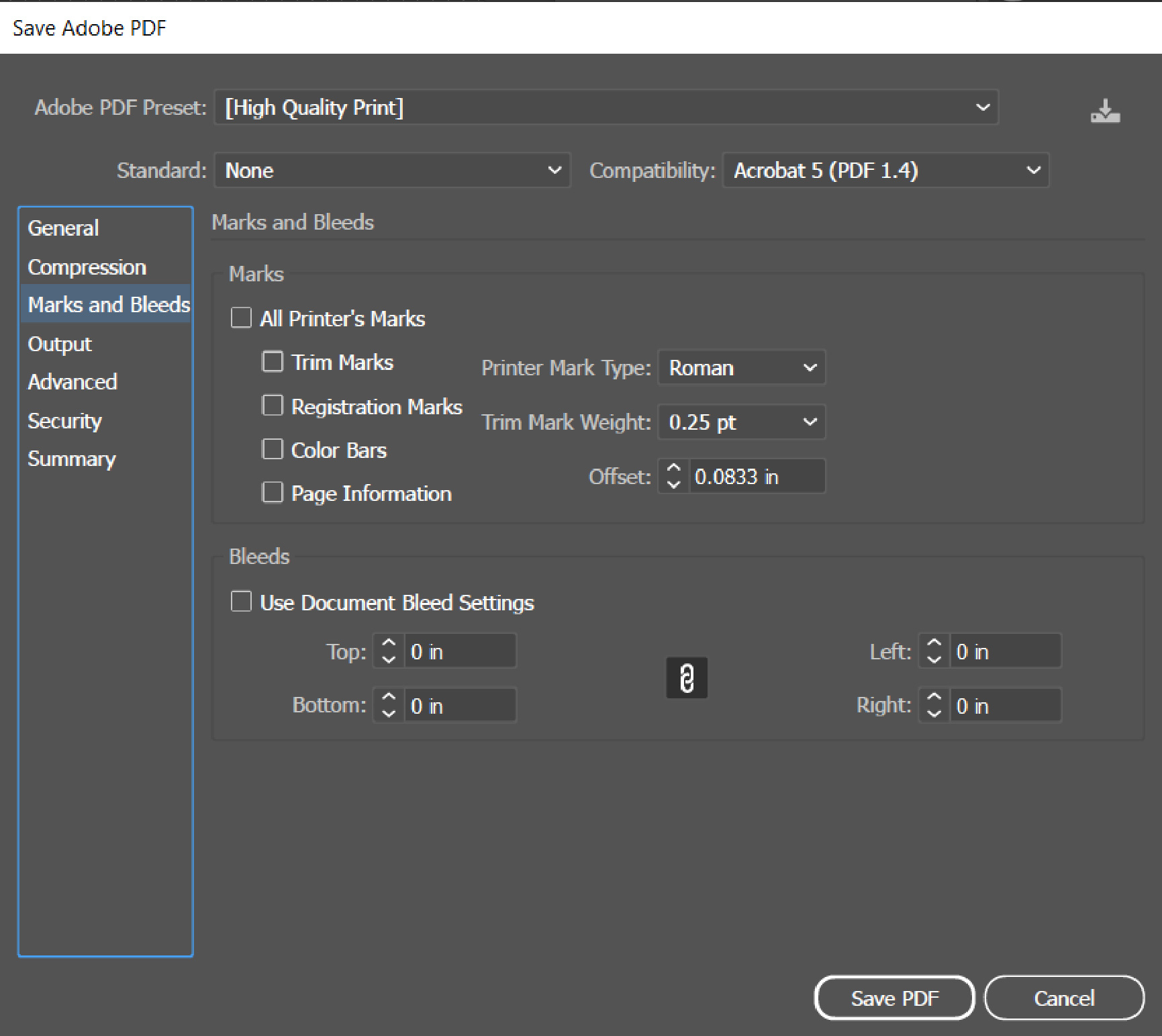 Adobe Illustrator_Print PDF Setup_Marks and Bleeds Tab_Screenshot